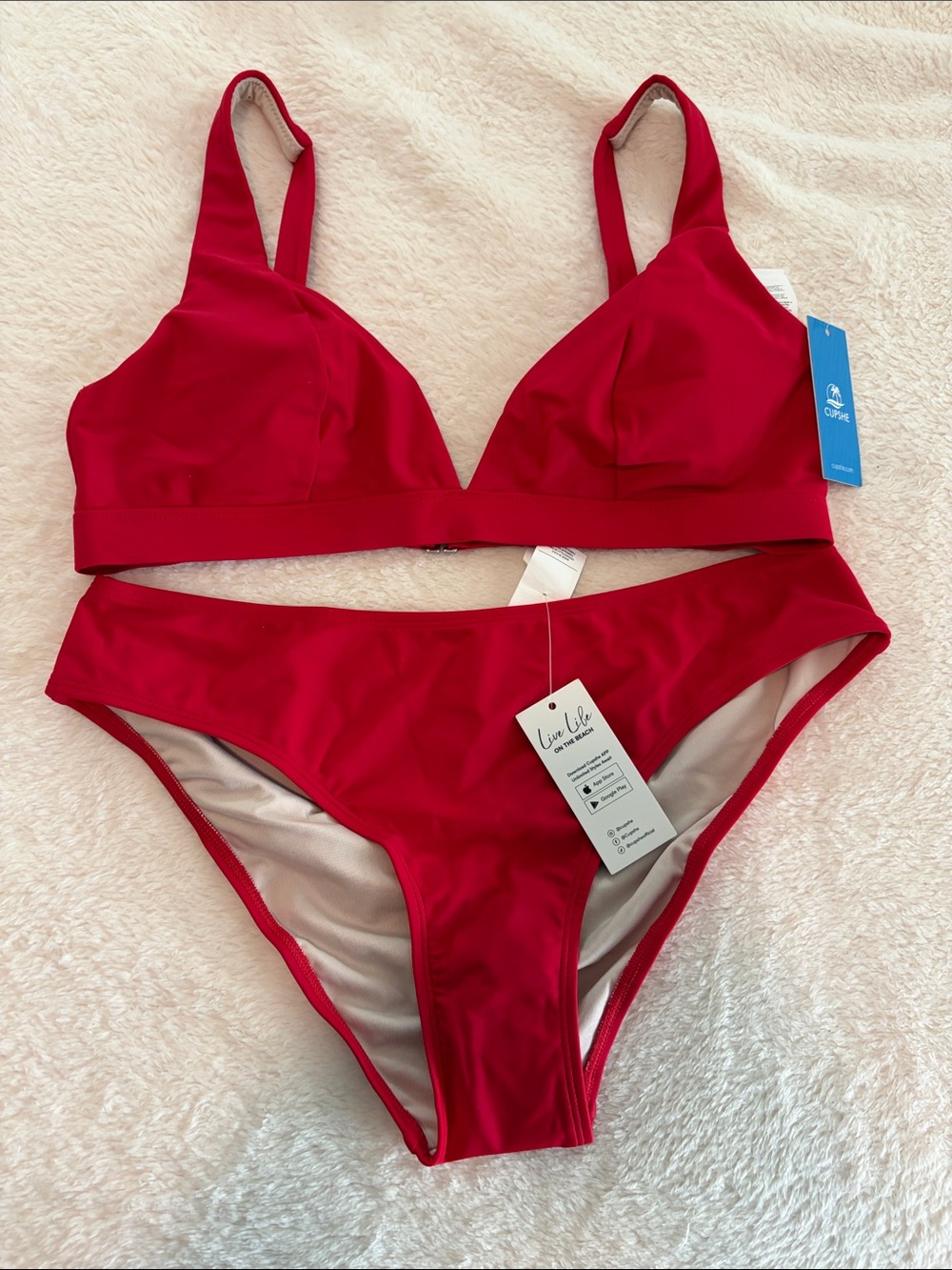 Cupshe Bold Red Triangle Bikini Set